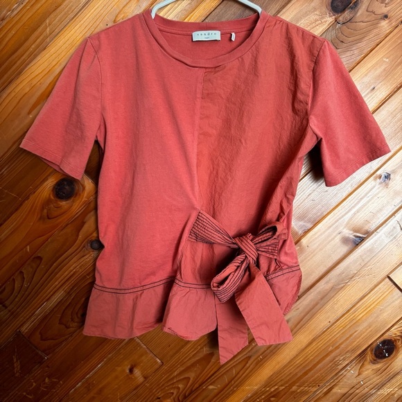 Sandro Women's Rust Top with Bow Detail Size 1 - Picture 2 of 5